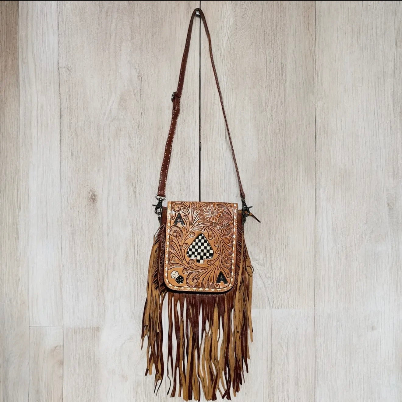 Aces Tooled Fringe Crossbody